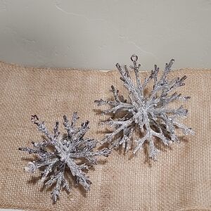 Silver Snowflake Holiday Decor Ornaments